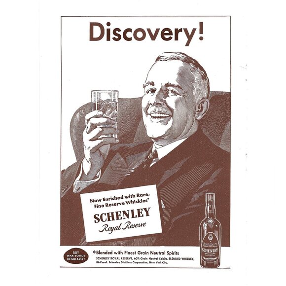 Schehley Royal Reserve Whiskies Buy War Bonds WWII 1940s Vintage Print Ad - Picture 4 of 4